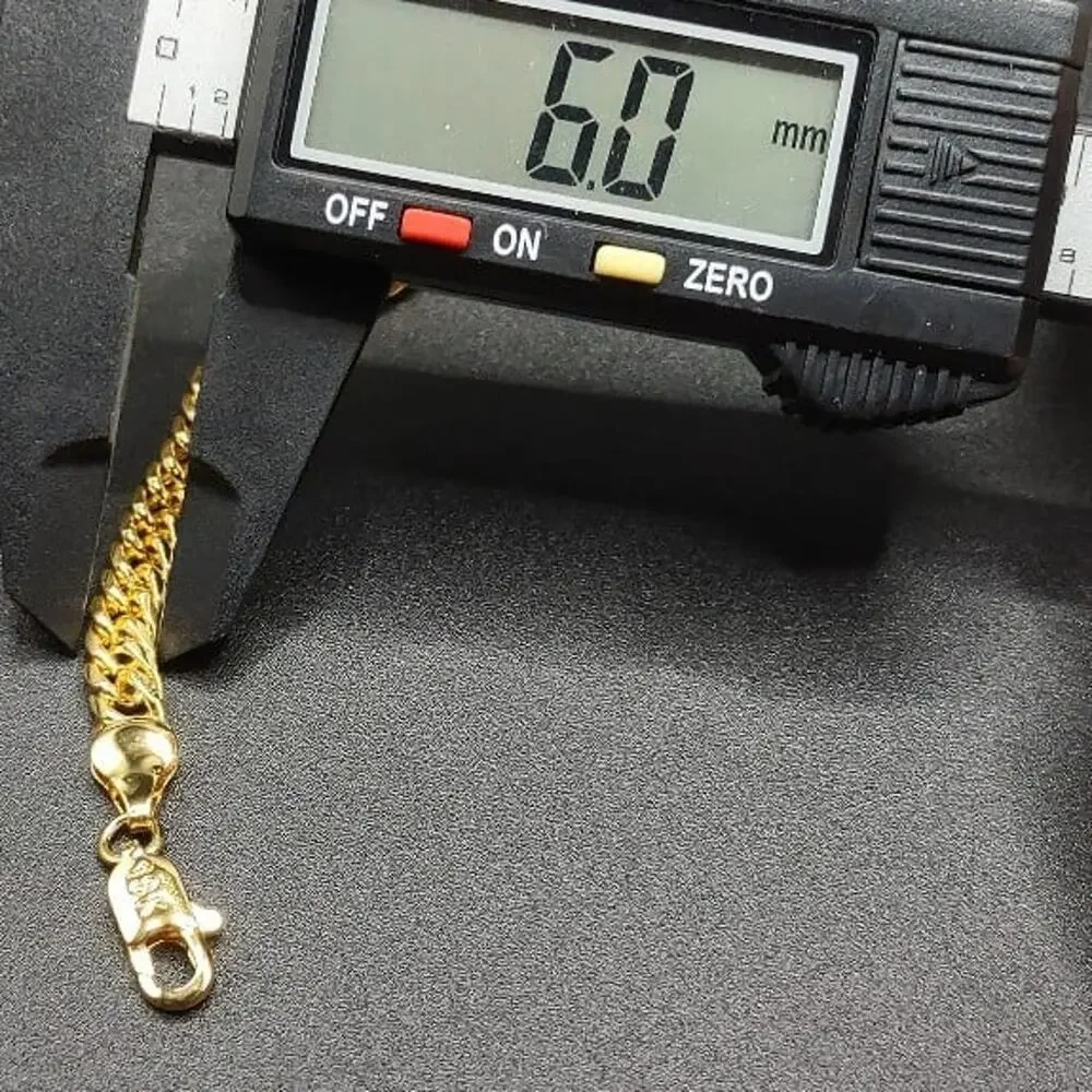 18k Gold Plated Bracelet Double Cuban Vintage Fashion Anniversary Birthday Gift
